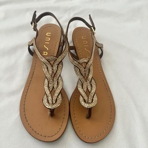 Unisa, cute, size 7, gold sandals